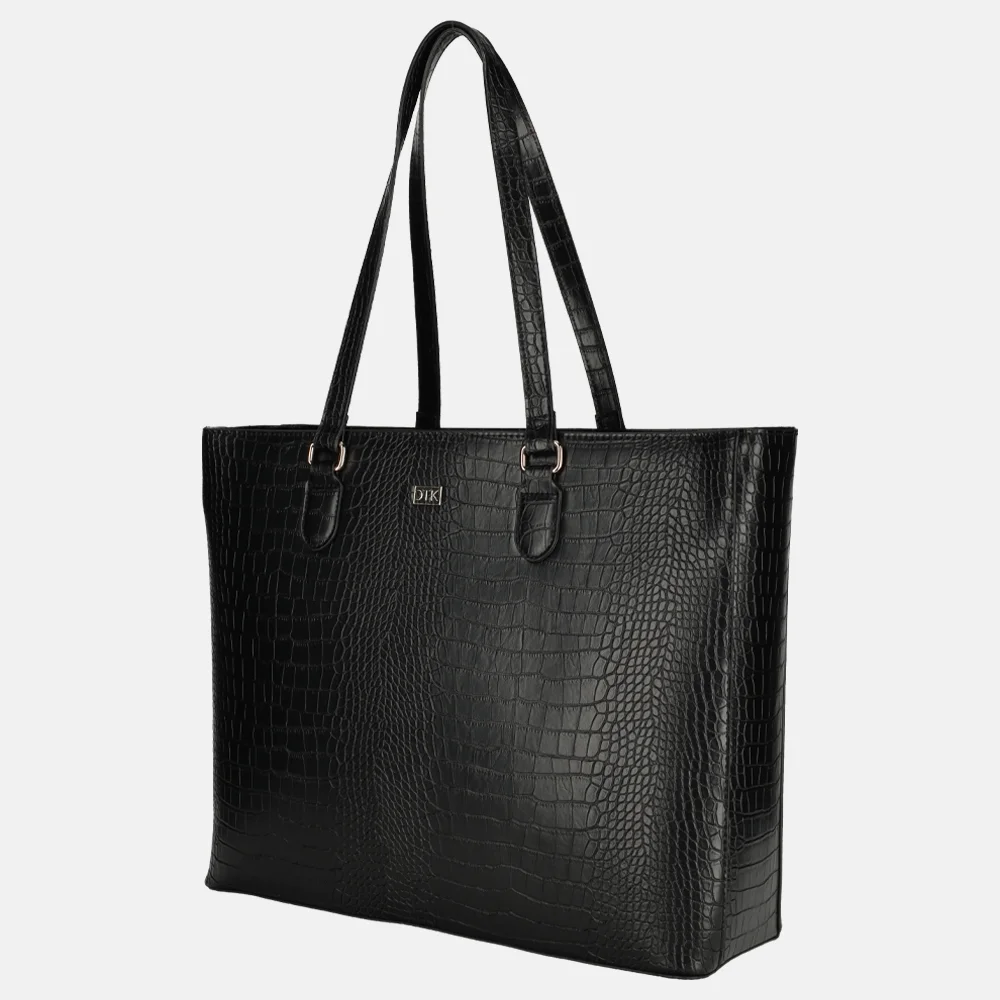 Duifhuizen croco shopper met laptopvak zwart bij Duifhuizen